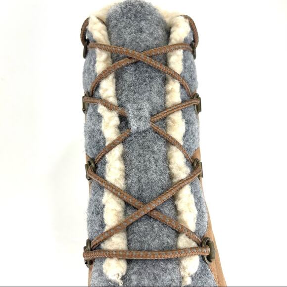 Sonoma Ortholite Eco Women Brown Winter Bootie Sz 10 Faux Suede/Fur Lace-Up New - Picture 12 of 16